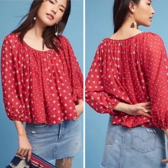 Anthropologie kopal boho luma peasant boho polka dot top xs - Picture 1 of 11